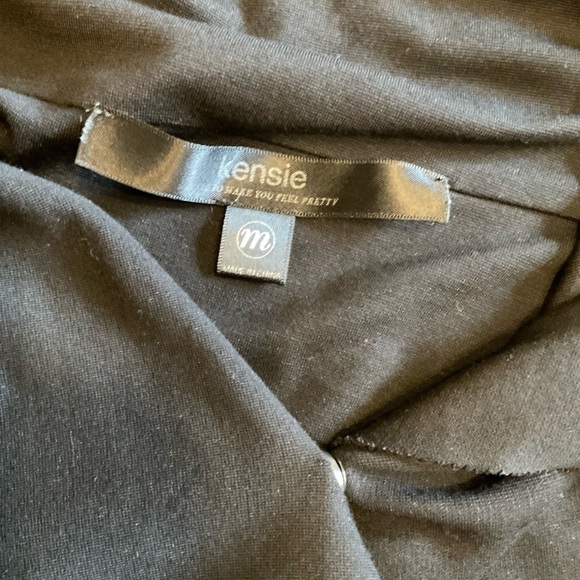 Kenzie S/M black snap over knit long sleeve wrap top shoulder shawl look - Picture 4 of 4